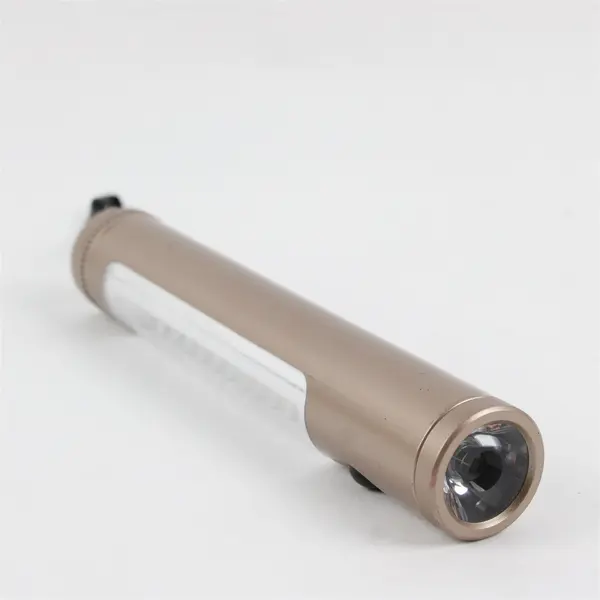 Light Brown Battery Powered Flashlight with Side Lights Magnet 4 AAA Camping