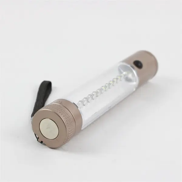 Light Brown Battery Powered Flashlight with Side Lights Magnet 4 AAA Camping