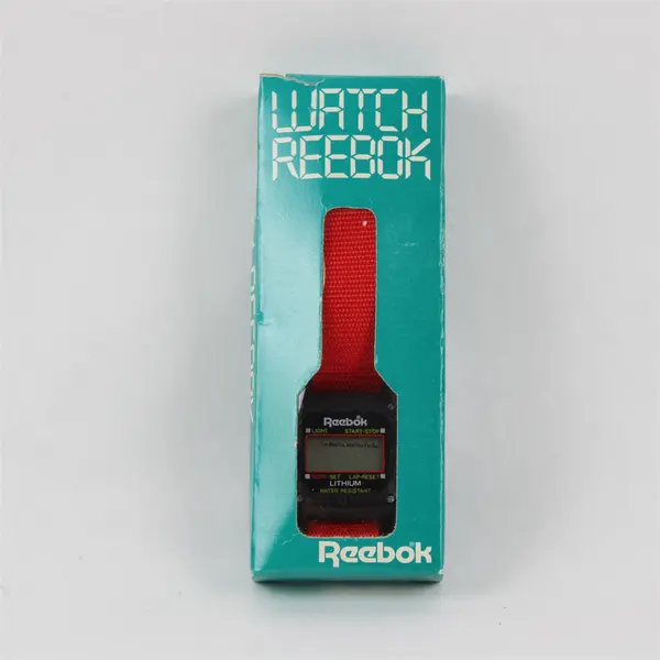Vintage Reebok Digital Wristwatch Red Canvas Band Original Box For Parts