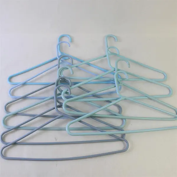 Lot of 10 Light Blue Plastic Clothes Hangers Shirts & Pants Closet Organization