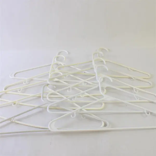 Mixed Lot of 10 White Clothes Hangers with Strap Hooks Plastic