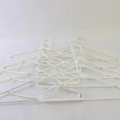 Mixed Lot of 10 White Clothes Hangers with Strap Hooks Plastic