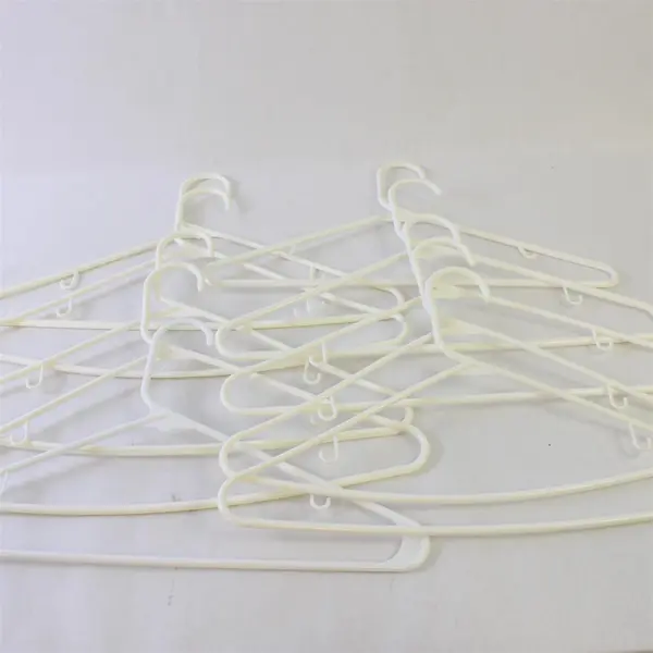 10 White Plastic Clothes Hangers Strap Hooks Closet Organization