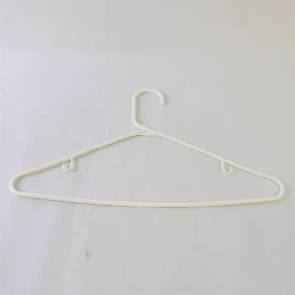10 White Plastic Clothes Hangers Strap Hooks Closet Organization