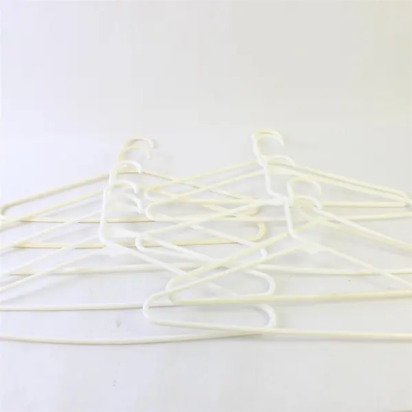 Lot of 10 White Plastic Clothes Hangers for Shirts Pants Closet