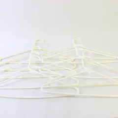Lot of 10 White Plastic Clothes Hangers for Shirts Pants Closet