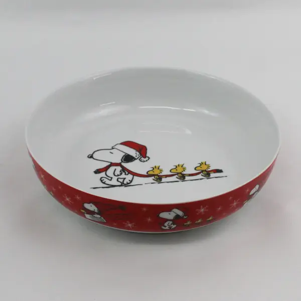 Peanuts Snoopy & Woodstock Christmas Ceramic Serving Bowl 
