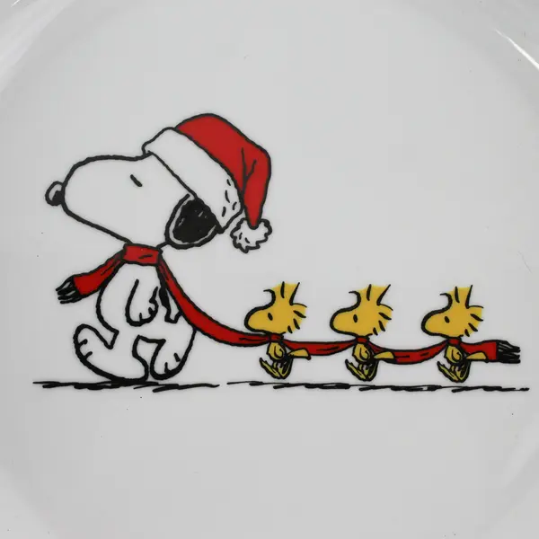 Peanuts Snoopy & Woodstock Christmas Ceramic Serving Bowl 