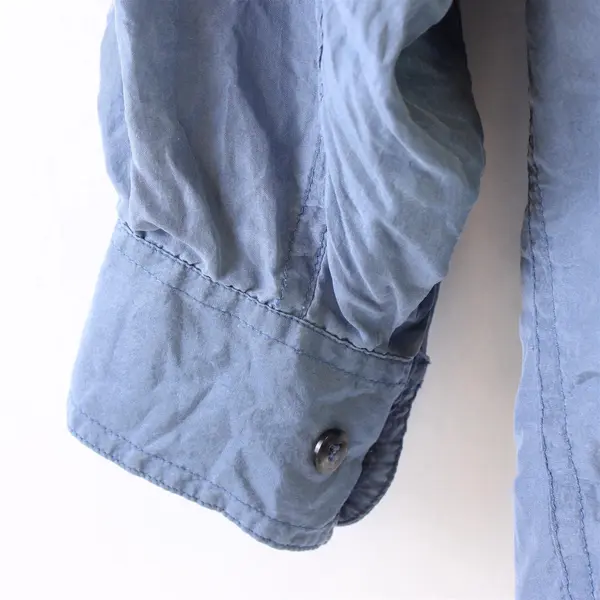 VTG Compagnie Internationale Express Blue Silk Button-Up Women's Medium FLAWED