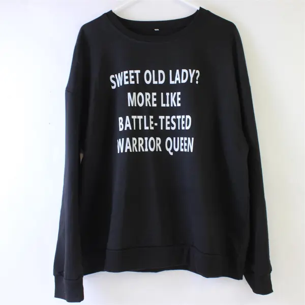 Old Lady Funny Black Crew-Neck Sweatshirt Women's XXXL