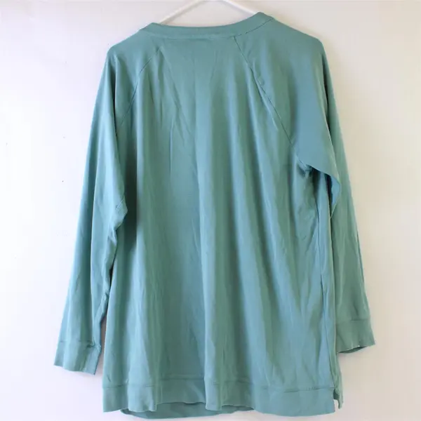 Chico's Seafoam Green Long-Sleeved Top Gold Button Accents Women's Large
