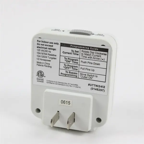 UTTNI2412 Indoor Plug-In Electromechanical Timer Used Untested