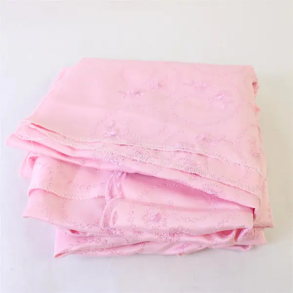 Floral Embroidered Pink Scrap Fabric 3 Yds x 29 in DIY Sewing