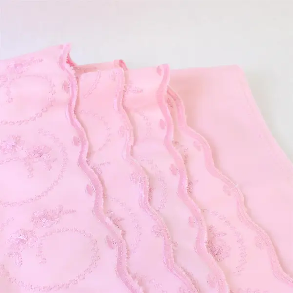 Floral Embroidered Pink Scrap Fabric 3 Yds x 29 in DIY Sewing