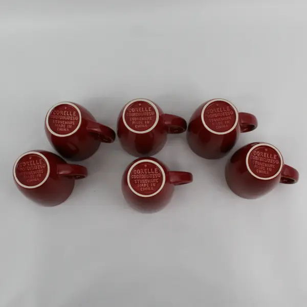 Corelle Coordinates Red Stoneware Coffee Mugs Set of 6 Bandhani