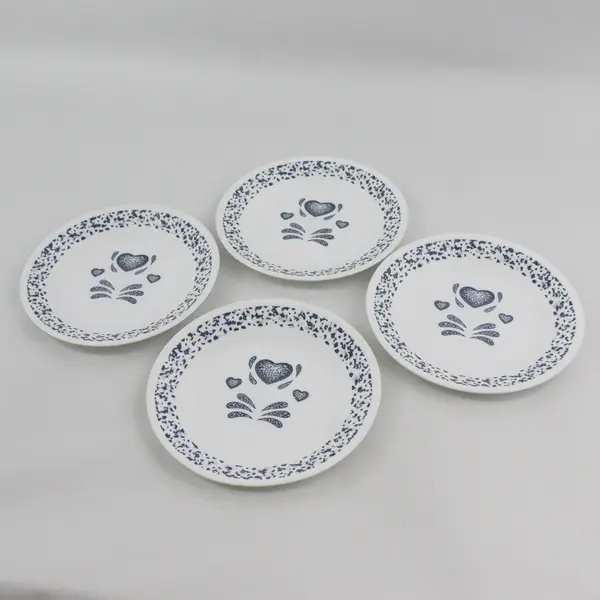 Set of 4 Corelle Blue Hearts Bread Plates