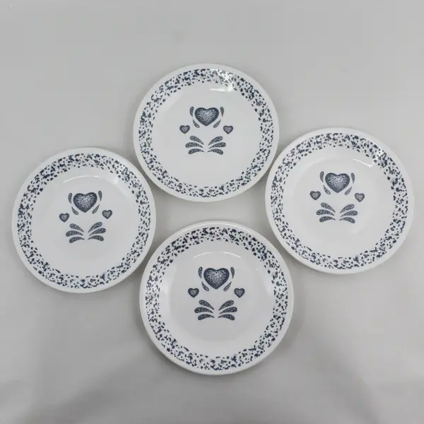 Set of 4 Corelle Blue Hearts Bread Plates
