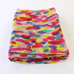 Vibrant Multicolor Blob Print Lightweight Loop Scarf 8" x 34"