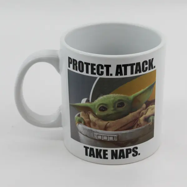Star Wars Baby Yoda Grogu Protect Attack Take Naps 20oz Ceramic Coffee Mug