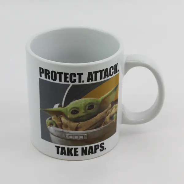 Star Wars Baby Yoda Grogu Protect Attack Take Naps 20oz Ceramic Coffee Mug