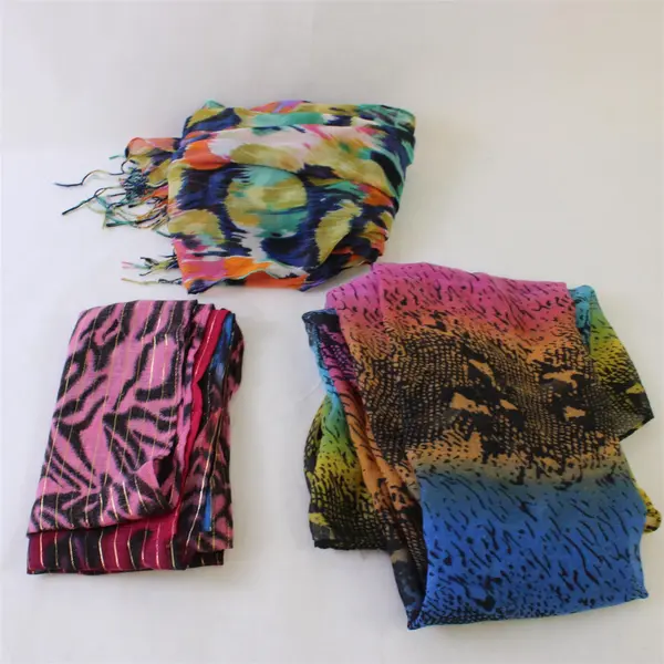 Lot of 3 Vibrant Colorful Lightweight Scarves