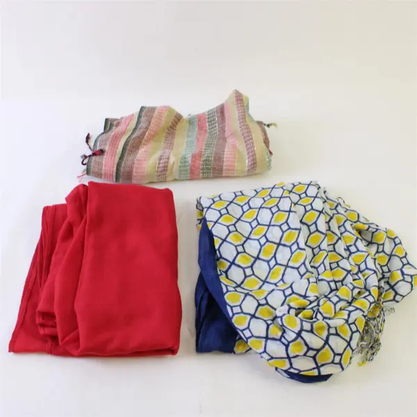 Lot of 3 Vibrant Colorful Lightweight Scarves Spring Accessories