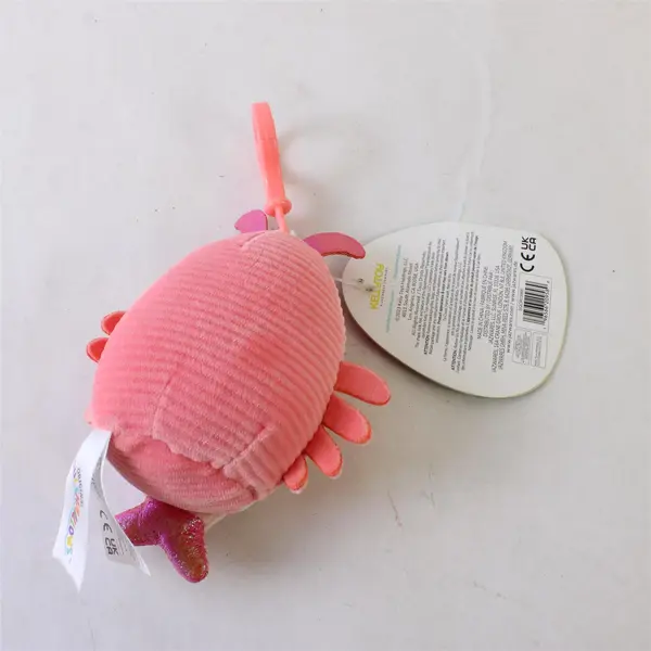 Kellytoy Squisharoys Chester the Shrimp Pink Keychain Clip-On