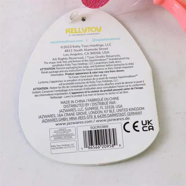 Kellytoy Squisharoys Chester the Shrimp Pink Keychain Clip-On
