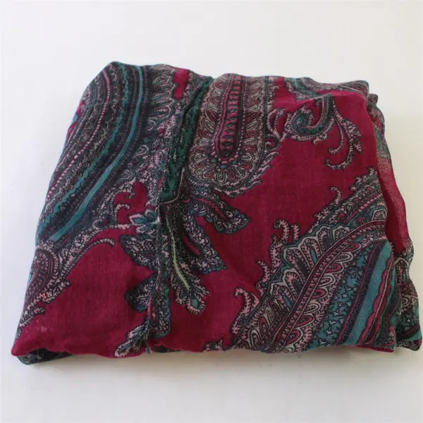 Magenta and Teal Paisley Lightweight Loop Scarf 14" x 36"