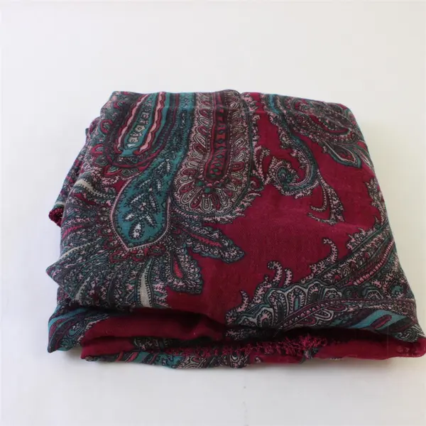 Magenta and Teal Paisley Lightweight Loop Scarf 14" x 36"