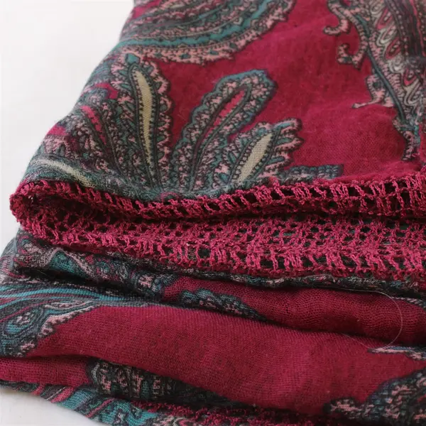 Magenta and Teal Paisley Lightweight Loop Scarf 14" x 36"