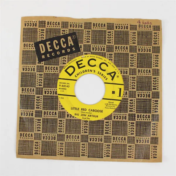 Big Jon Arthur Little Red Caboose Cincinnati Dancing Pig DECCA 7" Vinyl Record