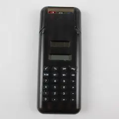 Black Plastic Calculator with 3 Pen Set Office Desk Accessory Used