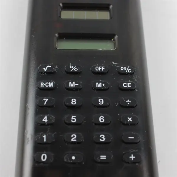 Black Plastic Calculator with 3 Pen Set Office Desk Accessory Used