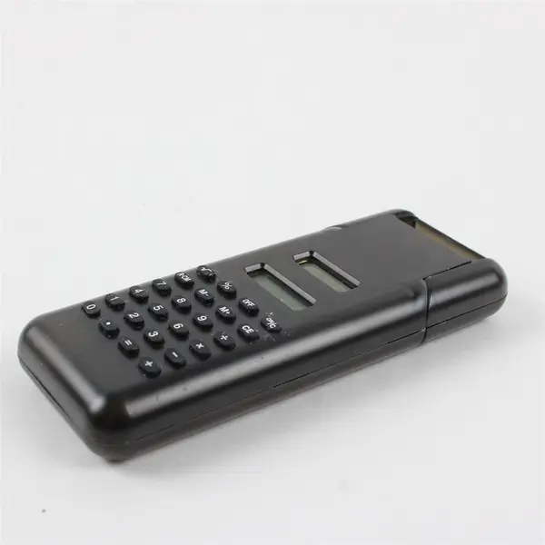 Black Plastic Calculator with 3 Pen Set Office Desk Accessory Used