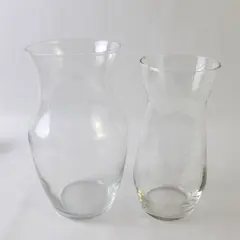 Lot of 2 Urn-Shaped Clear Glass Flower Vases 8" and 9"
