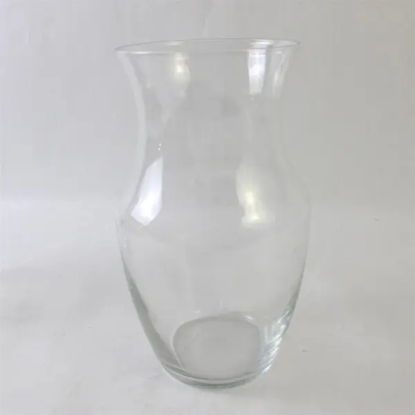 Lot of 2 Urn-Shaped Clear Glass Flower Vases 8" and 9"