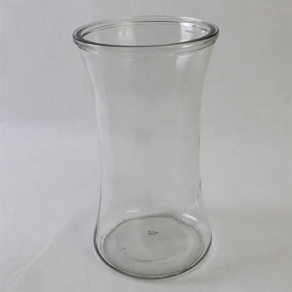 Lot of 2 Curved Clear Glass Flower Vases 6-1/2" and 7-3/4"