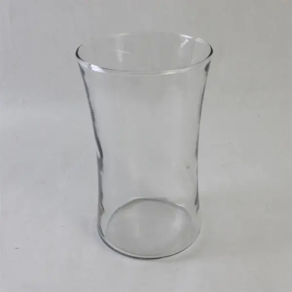 Lot of 2 Curved Clear Glass Flower Vases 6-1/2" and 7-3/4"