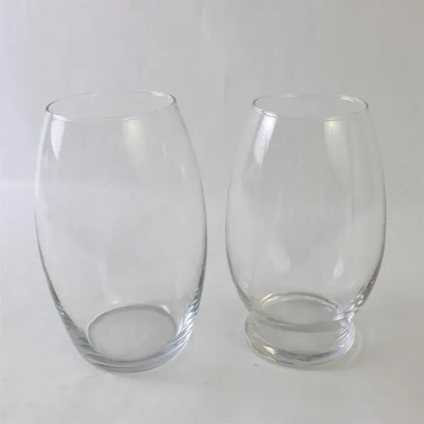 Lot of 2 Egg-Shaped Clear-Glass Flower Vases 7"