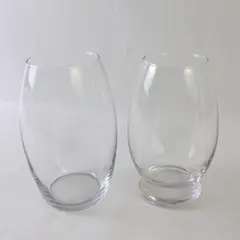 Lot of 2 Egg-Shaped Clear-Glass Flower Vases 7"