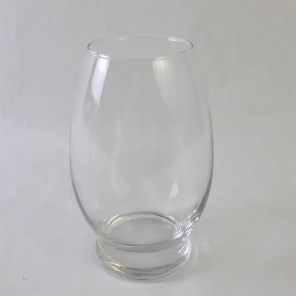 Lot of 2 Egg-Shaped Clear-Glass Flower Vases 7"