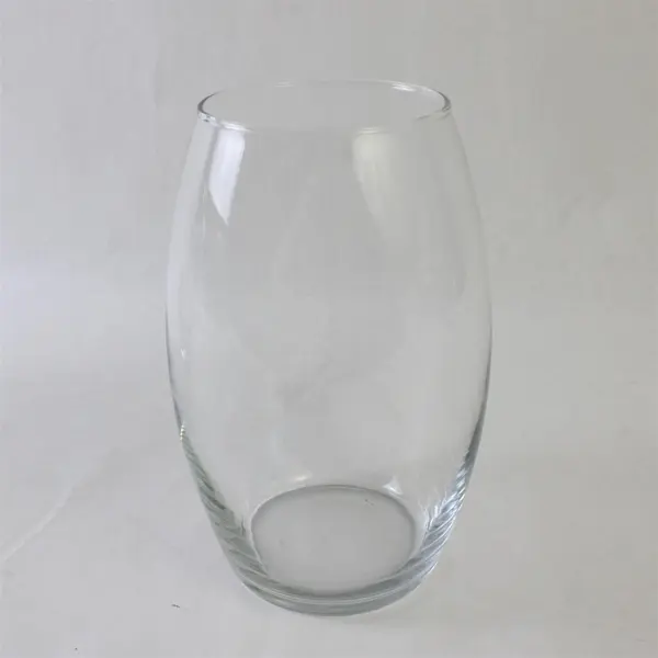 Lot of 2 Egg-Shaped Clear-Glass Flower Vases 7"