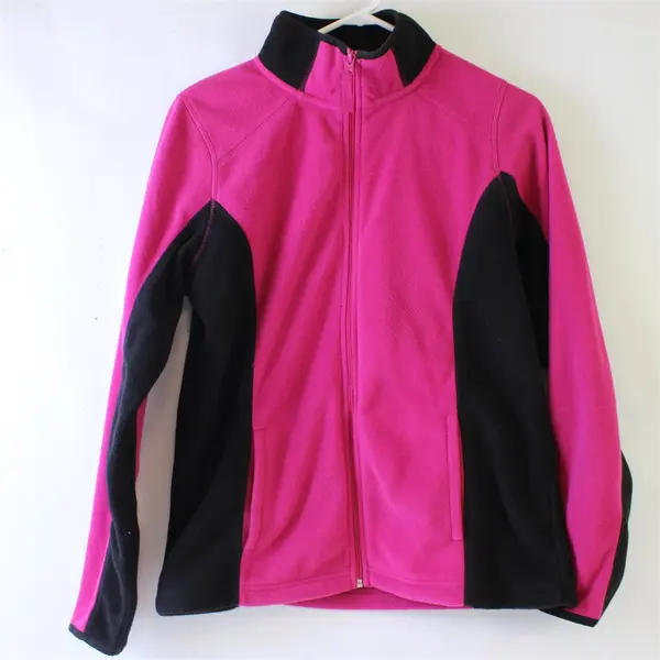 Made for Life Womens S Full Zip Fleece Sweatshirt Pink Black