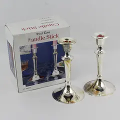 Set of 2 Dual Tone Silver Plated Candlesticks 7.25"