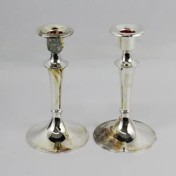 Set of 2 Dual Tone Silver Plated Candlesticks 7.25"