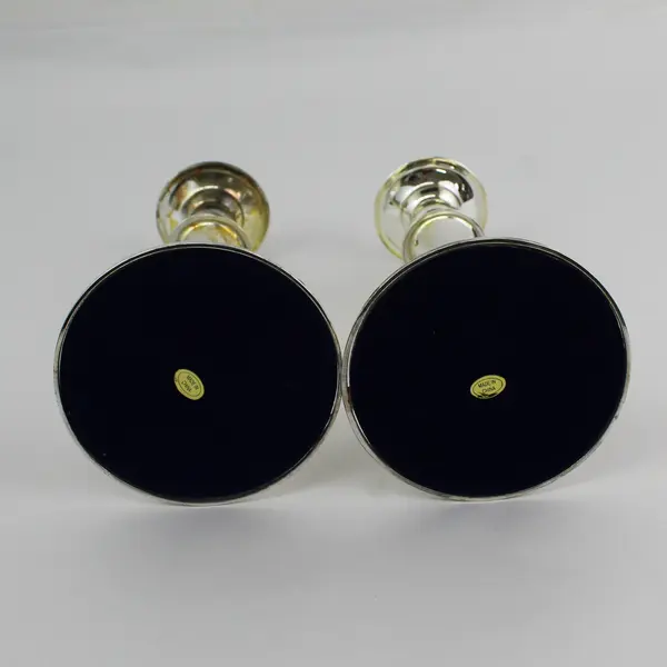 Set of 2 Dual Tone Silver Plated Candlesticks 7.25"