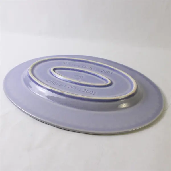 2001 Square Nest Renee Dubois Powder Blue Oval Ceramic Platter 15"
