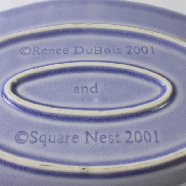 2001 Square Nest Renee Dubois Powder Blue Oval Ceramic Platter 15"