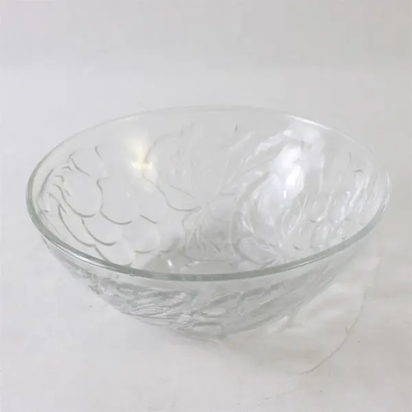 Embossed Grape and Leaves Clear Glass Bowl 6"